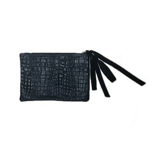 Clare V. Crocodile print clutch - black with ribbon